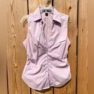 Y2K Vintage 2000s Express Sleeveless Ruched Collared Blouse Fitted Mauve Pink